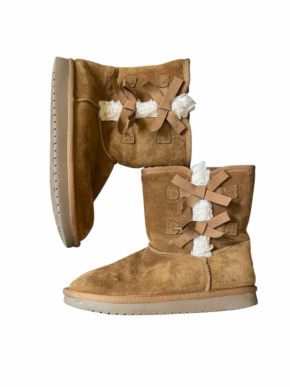Girls Koolaburra By UGG Chestnut Suede Lace-Back Shearling Boots